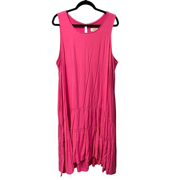 Anthropologie Maeve Marlene Tiered Sleeveless Maxi Dress Pink Womens Size 3X - Picture 1 of 6